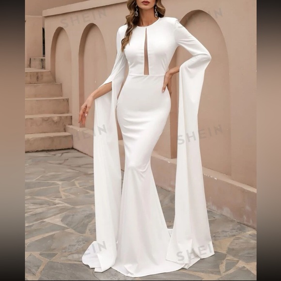 Floor length open Sleeve white formal Dress - Picture 1 of 2